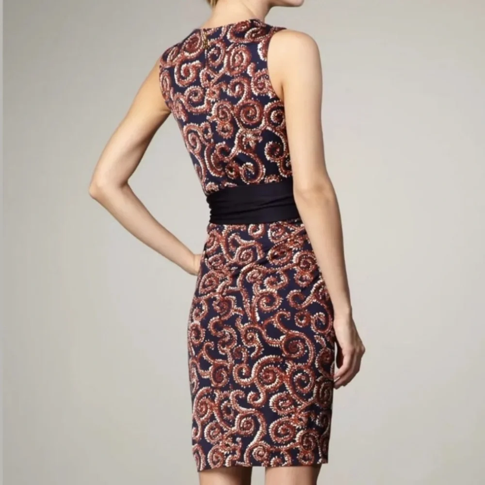 Tory Burch Nicola Navy Sapello Silk Belted Dress Small